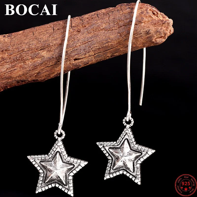 BOCAI S925 Sterling Silver Earrings for Women Three Dimensional Five-Pointed Stars Ear-drop Argentum Jewelry Free Shipping
BOCAI S925 Sterling Silver Earrings for Women Three Dimensional Five-Pointed Stars Ear-drop Argentum Jewelry Free Shipping