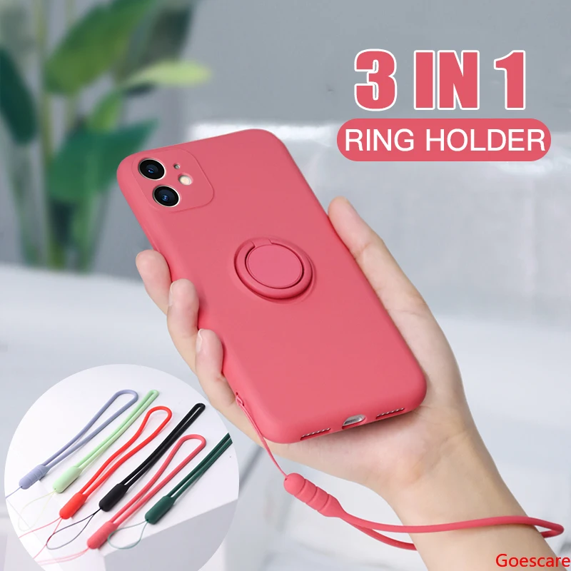 Оригинальный силиконовый чехол с магнитным кольцом-держателем для iPhone 11 12 13 Pro XS