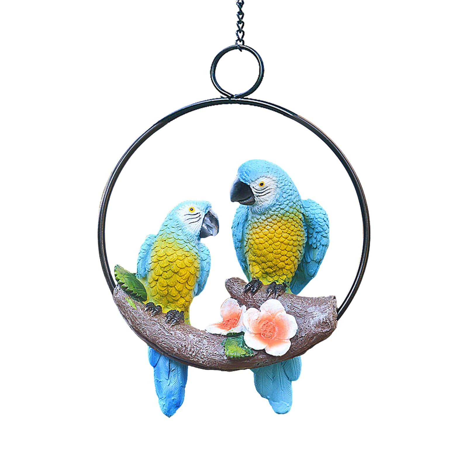 Hanging Double Parrot Statue On Iron Ring Resin Realistic Yard Art Innovative Animal Sculpture Birds Sculpture For Home Office
Hanging Double Parrot Statue On Iron Ring Resin Realistic Yard Art Innovative Animal Sculpture Birds Sculpture For Home Office