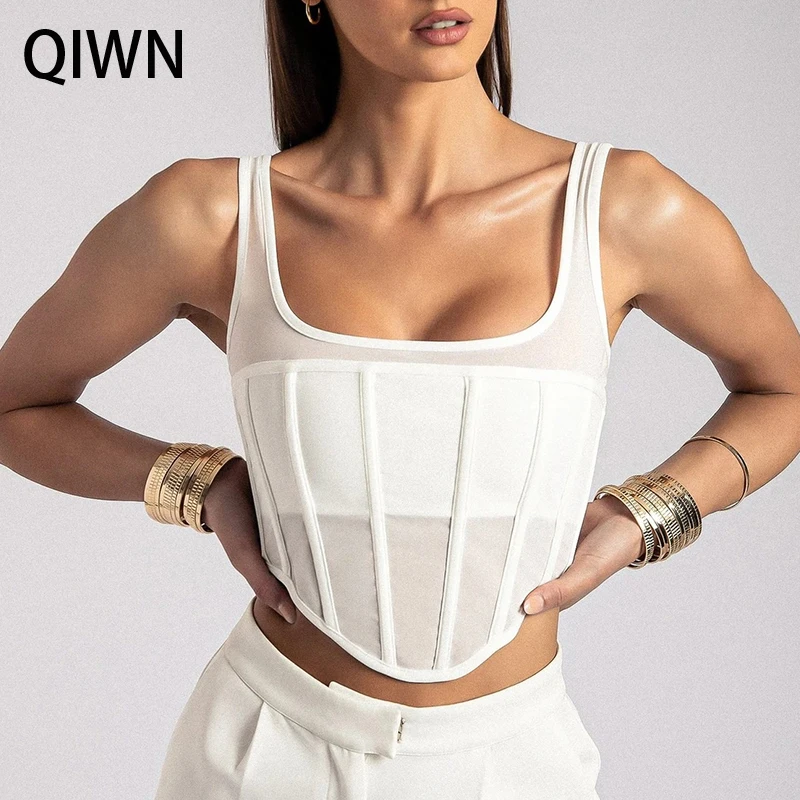 QIWN Fashion Mesh Crop Top Women Clothing Summer Sexy Slim Backless White Tops Female Casual Square Neck Sleeveless Tank Top
QIWN Fashion Mesh Crop Top Women Clothing Summer Sexy Slim Backless White Tops Female Casual Square Neck Sleeveless Tank Top