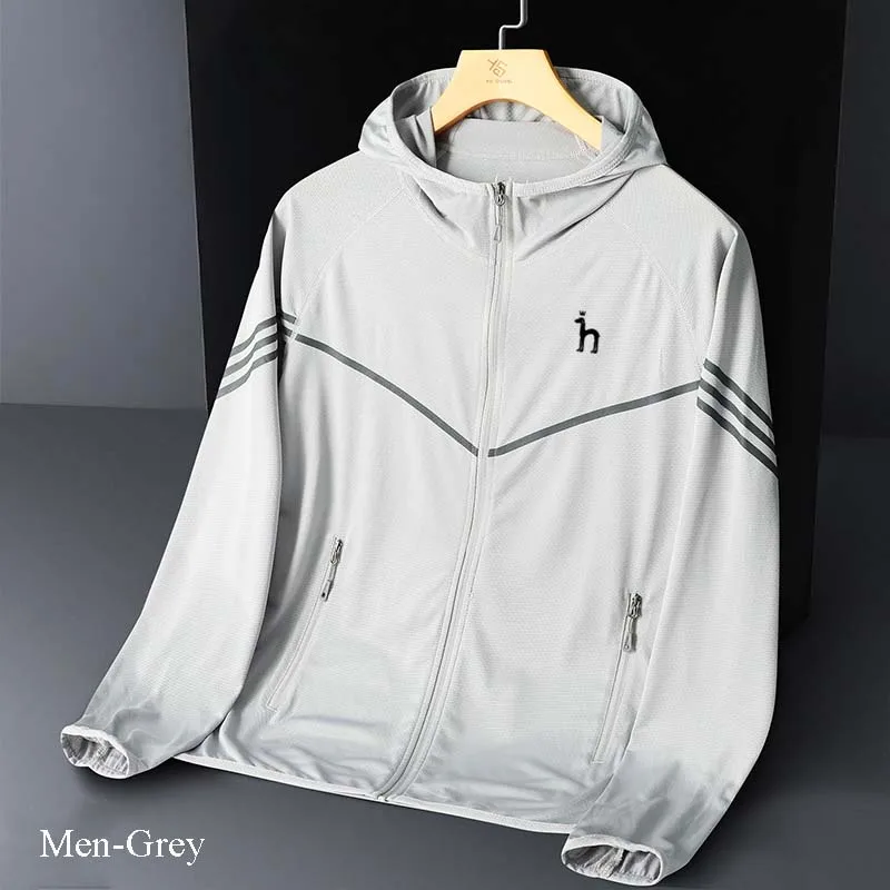 

Men Golf Sunscreen Wear Summer Spring HAZZYS Breathable Skin Men's Jacket UV Hooded Thin Running Camping Jogging