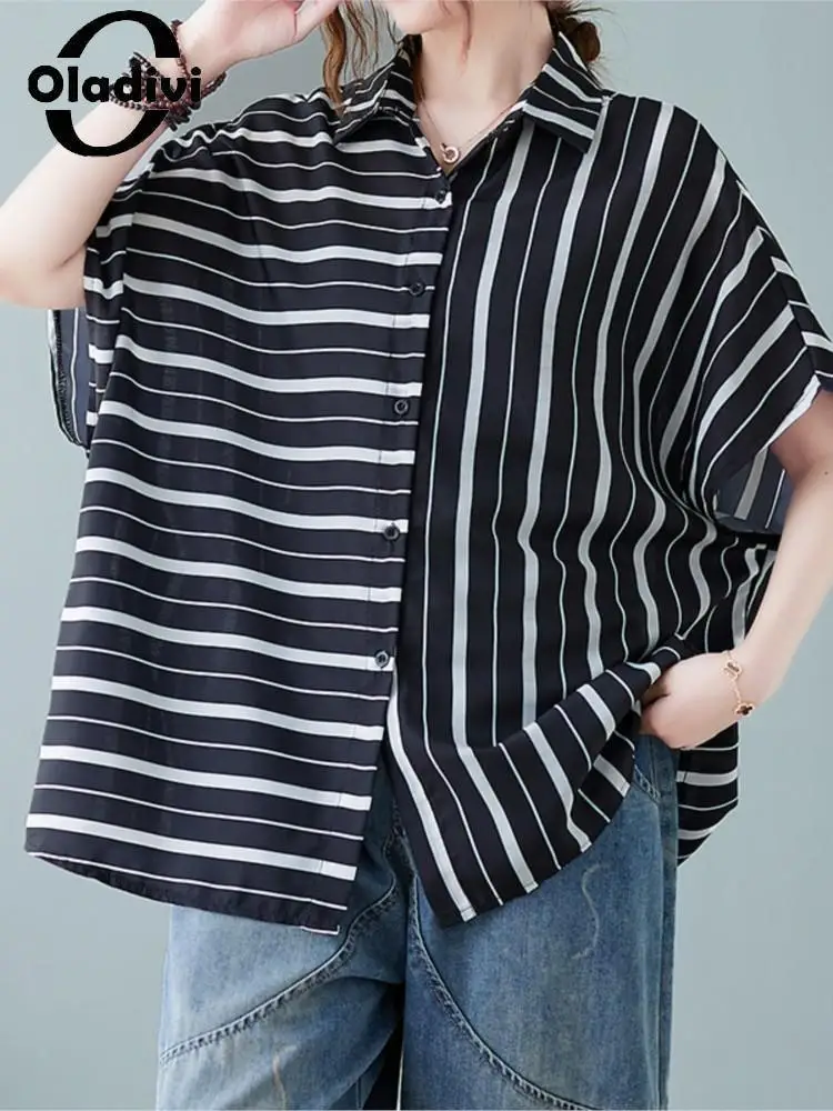 Oladivi Women Fashion Striped Printed Short Sleeve Blouses 2022 Summer New Casual Loose Top Shirts Female Oversized Clothes 1689
Oladivi Women Fashion Striped Printed Short Sleeve Blouses 2022 Summer New Casual Loose Top Shirts Female Oversized Clothes 1689