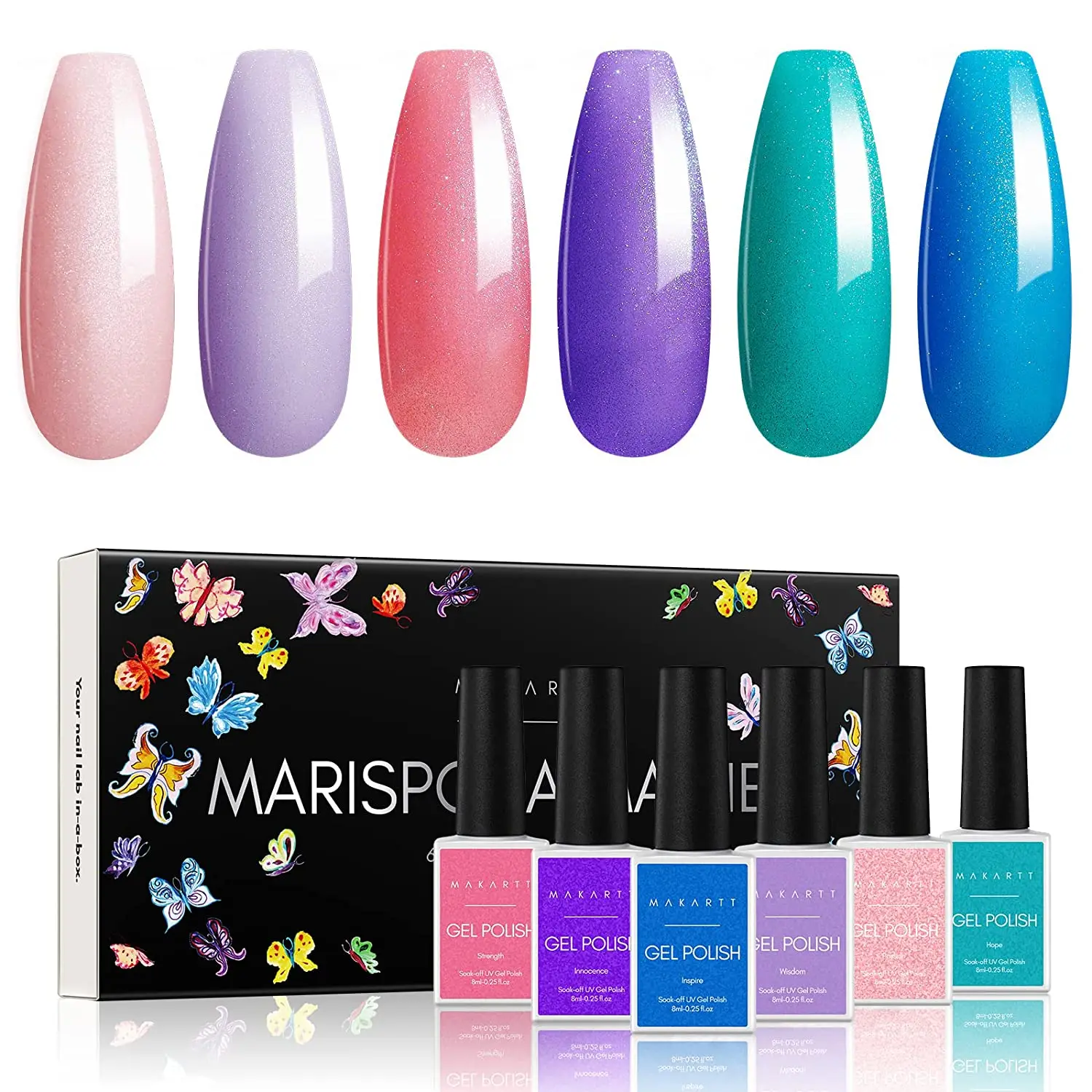 Makartt Gel Nail Polish Kit 6 Colors 8ML Glitter Green Pink Blue Purple Spring Gel Nail Polish Set Holographic Nail Polish Gel
Makartt Gel Nail Polish Kit 6 Colors 8ML Glitter Green Pink Blue Purple Spring Gel Nail Polish Set Holographic Nail Polish Gel