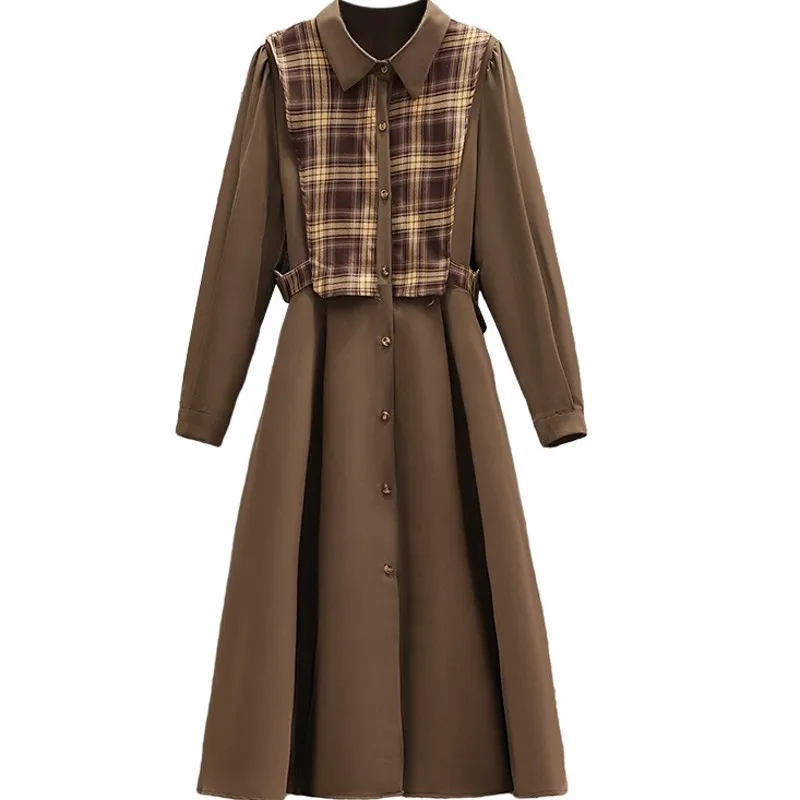Long A Line Dress Women Turn Down Collar Full Sleeve Robes Spring Autumn Plaid Patchwork Elegant Chic Office Lady Dress Vestidos
Long A Line Dress Women Turn Down Collar Full Sleeve Robes Spring Autumn Plaid Patchwork Elegant Chic Office Lady Dress Vestidos