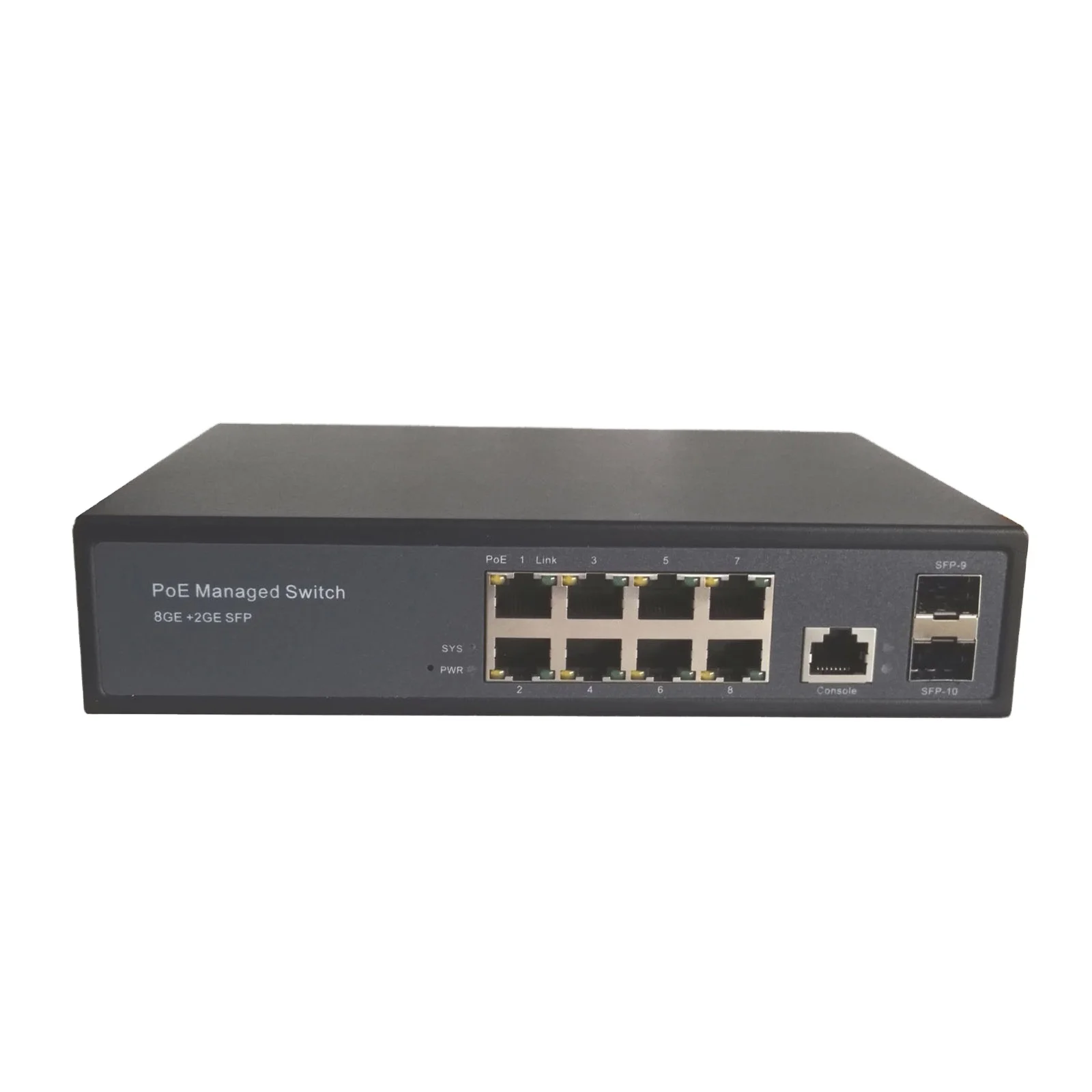 

24V Passive POE Switch 8 Port 10/100/1000BASE-T To 2 Port 1000BASE SFP Auto-sensing IEEE 802.3af/at POE/POE+