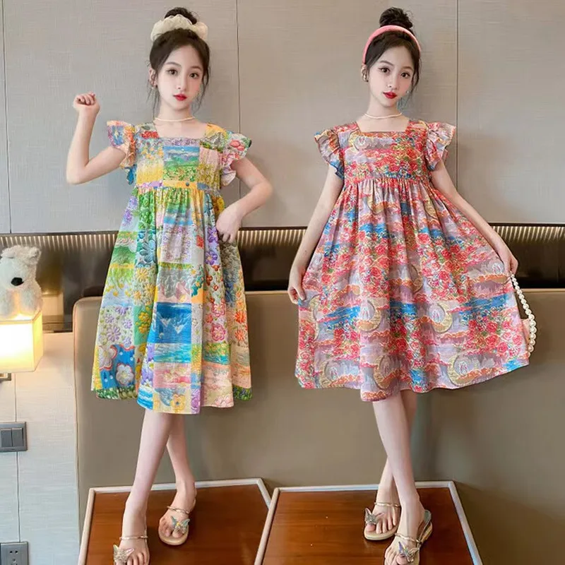 2023 summer new oil painting girls dress Big children dress Princess dress Elegant flower children dress girls dress
2023 summer new oil painting girls dress Big children dress Princess dress Elegant flower children dress girls dress