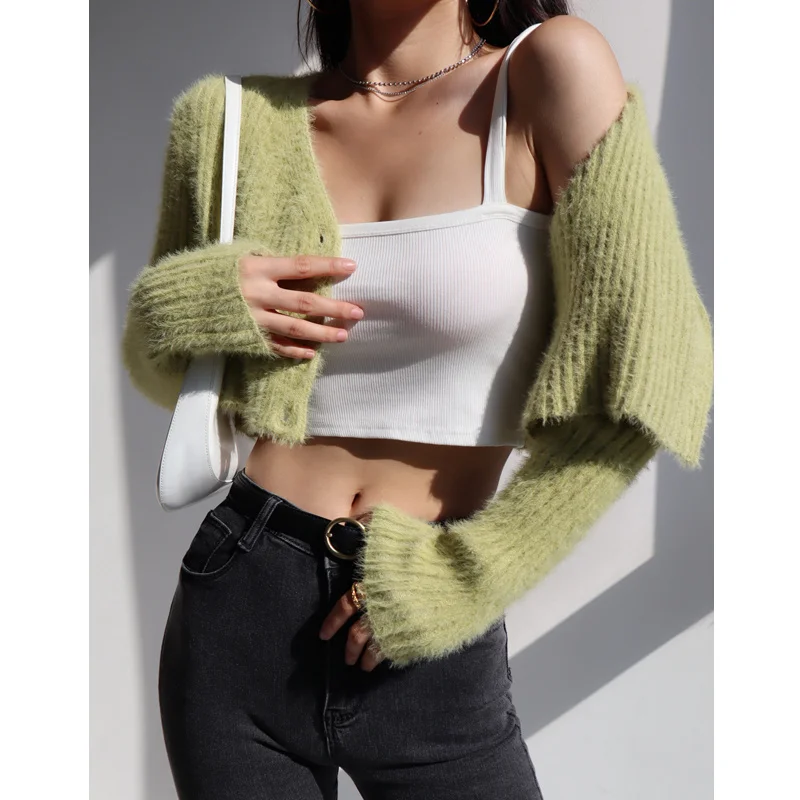 Sexy Hot WOMEGAGA Girl Style Plush V-Neck Knit Sweater Cardigan Style Retro Loose Thin Solid Color Short Women's Wear WX3Q
Sexy Hot WOMEGAGA Girl Style Plush V-Neck Knit Sweater Cardigan Style Retro Loose Thin Solid Color Short Women's Wear WX3Q