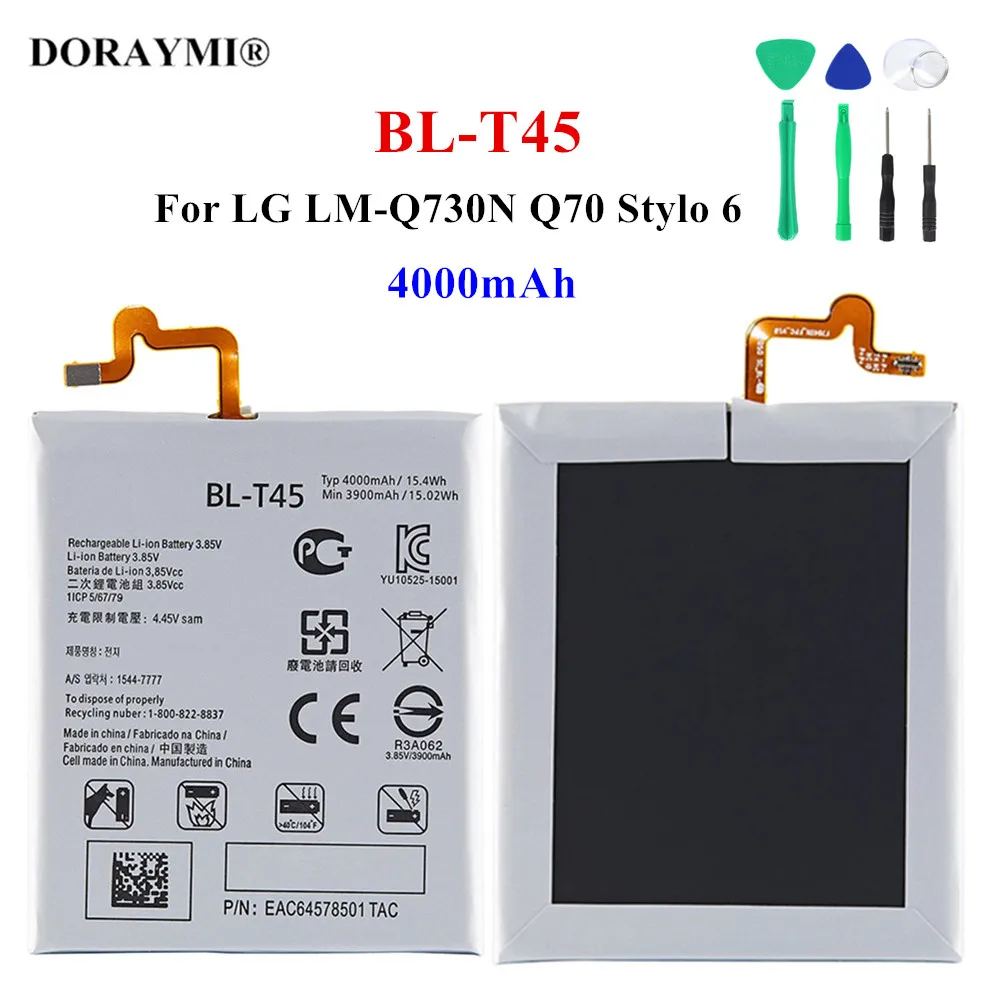 Original 4000mAh BL-T45 Phone Battery For LG LM-Q730N Q70 Q730VMW Stylo 6 Replacement Batteries Bateria
Original 4000mAh BL-T45 Phone Battery For LG LM-Q730N Q70 Q730VMW Stylo 6 Replacement Batteries Bateria