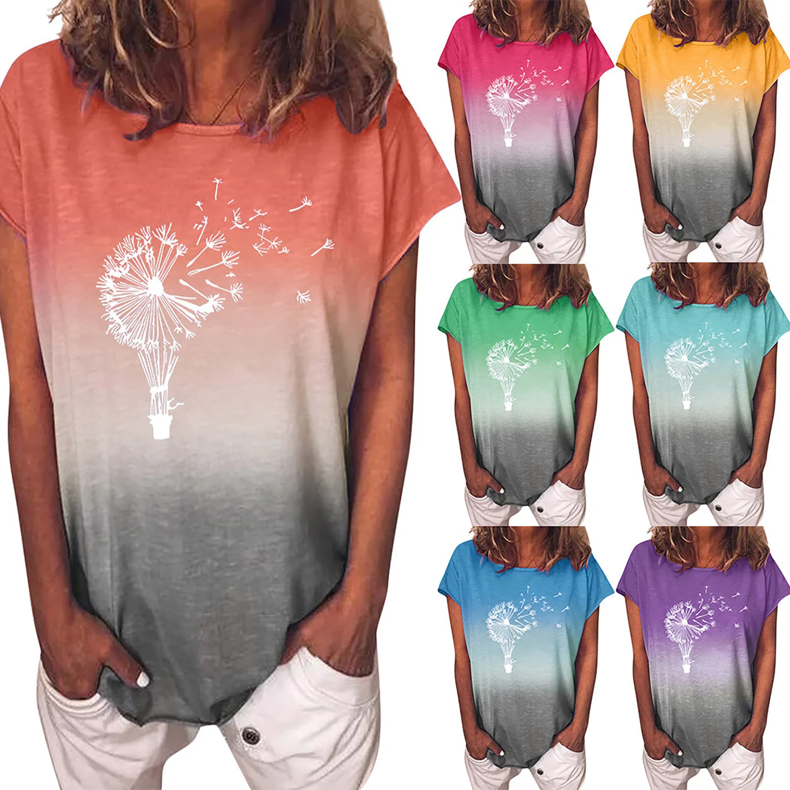 Fashion Summer Women's Rainbow Gradient Print Women T-Shirt Short Sleeve Casual Versatile Office Commuter Tops Female & Lady
Fashion Summer Women's Rainbow Gradient Print Women T-Shirt Short Sleeve Casual Versatile Office Commuter Tops Female & Lady