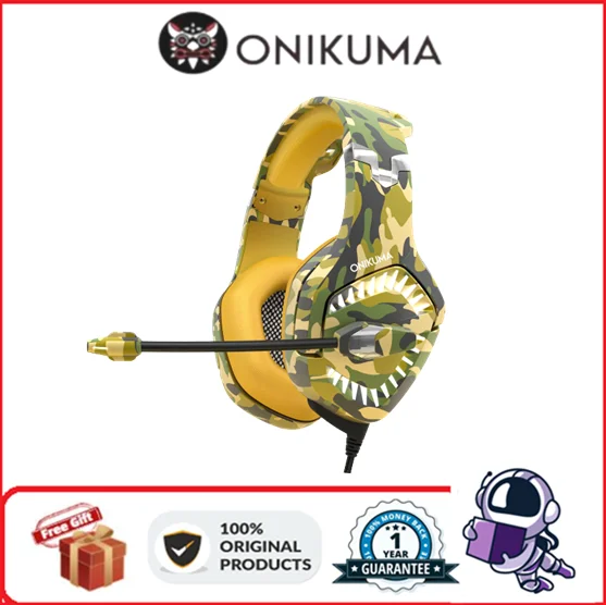 ONIKUMA K1Pro камуфляжная желтая игровая гарнитура с микрофоном для ПК 
ONIKUMA K1Pro камуфляжная желтая игровая гарнитура с микрофоном для ПК