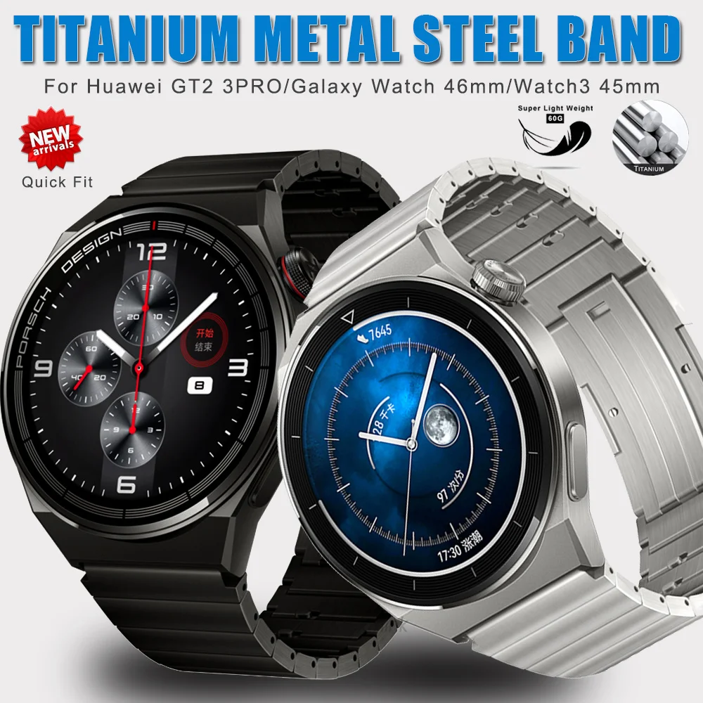 

22mm Luxury Titanium Metal Band for Huawei GT2 GT3 3 Pro Luxury Business Bracelet for Samsung Galaxy Watch 46mm Gear S3 Strap