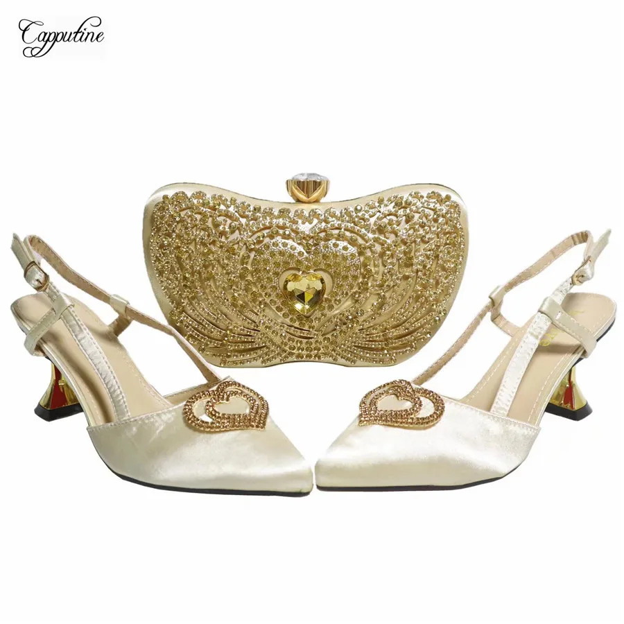 Champagne Woman Shoes And Purse Bag Set Luxury Ladies High Heels Pumps Match With Handbag Sandals Clutch Escarpins Femme GL17
Champagne Woman Shoes And Purse Bag Set Luxury Ladies High Heels Pumps Match With Handbag Sandals Clutch Escarpins Femme GL17