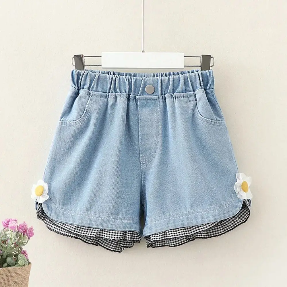 Летние мягкие джинсовые шорты для девочек, светло-голубые повседневные шорты с эластичным поясом для девочек, детские шорты для девочек 
Летние мягкие джинсовые шорты для девочек, светло-голубые повседневные шорты с эластичным поясом для девочек, детские шорты для девочек