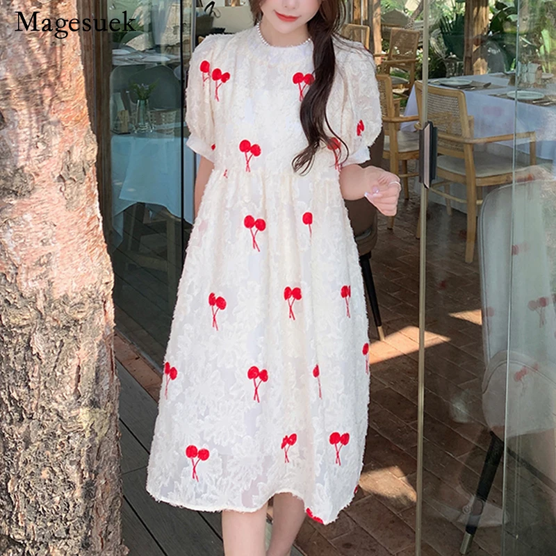 Sweet Elegant Women's Dress Bow Vintage Knee-Length Slim Dresses Women Summer Casual Loose Print Cherry Dress Female M-4XL 21293
Sweet Elegant Women's Dress Bow Vintage Knee-Length Slim Dresses Women Summer Casual Loose Print Cherry Dress Female M-4XL 21293