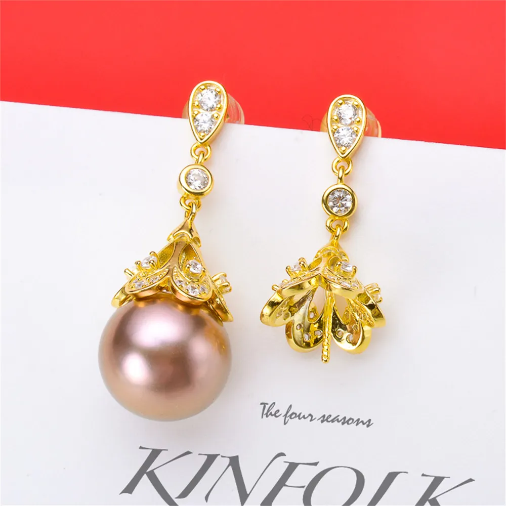DIY pearl earrings accessories S925 sterling silver concealer earrings female empty holder Fit 10-12mm beads
DIY pearl earrings accessories S925 sterling silver concealer earrings female empty holder Fit 10-12mm beads