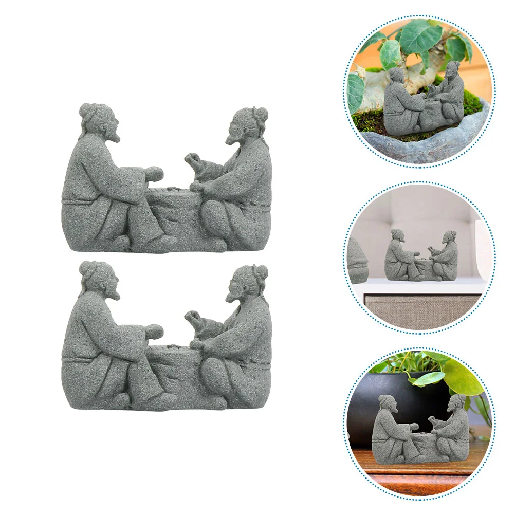 

Miniature Zen Garden Figurines Figurines Decorations Bonsai Pot Sculptures Sandstone Fisherman Model Toys Elderly