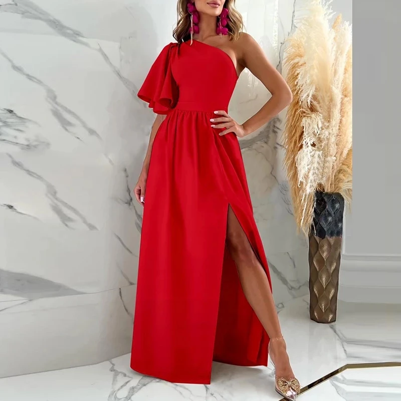 NEW Autumn Summer Satin Sexy A-line Women's Party Dress Diagonal Collar One Shoulder Sleeve Floor Length Skirt Vestidos De Noche
NEW Autumn Summer Satin Sexy A-line Women's Party Dress Diagonal Collar One Shoulder Sleeve Floor Length Skirt Vestidos De Noche