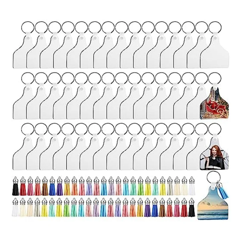 

200 Pcs Cow Ear Tag Sublimation Blank Keychains Bulk For Adding Your Favorite Photos, Logos, Quotes Easy To Use