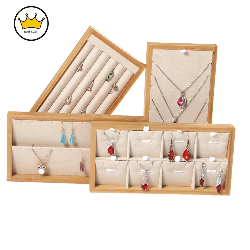 Bamboo Jewelry Display Earrings necklace Ring Holder Rack Display Stand Tray Beige Suedette Multi-function
Bamboo Jewelry Display Earrings necklace Ring Holder Rack Display Stand Tray Beige Suedette Multi-function