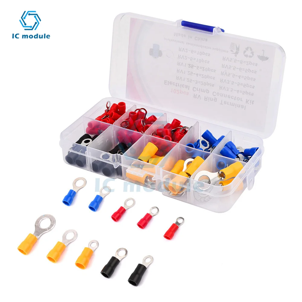 102Pcs/lot 10 Sizes RV1.25/2/3.5/5.5 Crimp Terminal Insulated Connector Fork-Shaped Wire Copper Cold Press Block Lug
102Pcs/lot 10 Sizes RV1.25/2/3.5/5.5 Crimp Terminal Insulated Connector Fork-Shaped Wire Copper Cold Press Block Lug