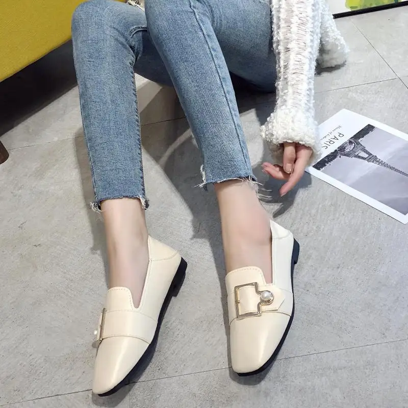 

Loafers for Women 2022 Women's Loafers Kid Suede Cowhide Female Flat Shoes Brand Design with Metal Buckle Casual Mocasines luxe