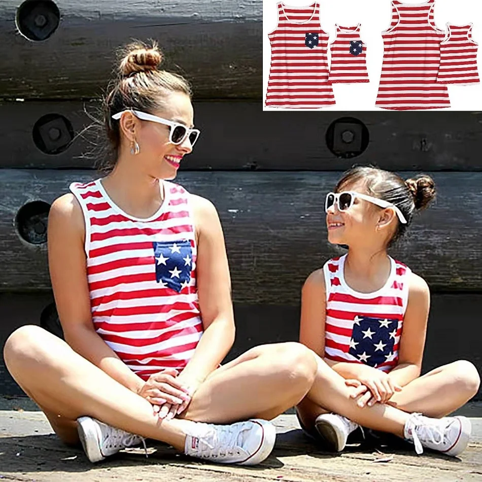 Striped Mother Daughter/Son Matching T-shirts Family Set Sleeveless Mommy and Me Clothes Stars Mom Baby Women Girls Tops Dresses
Striped Mother Daughter/Son Matching T-shirts Family Set Sleeveless Mommy and Me Clothes Stars Mom Baby Women Girls Tops Dresses