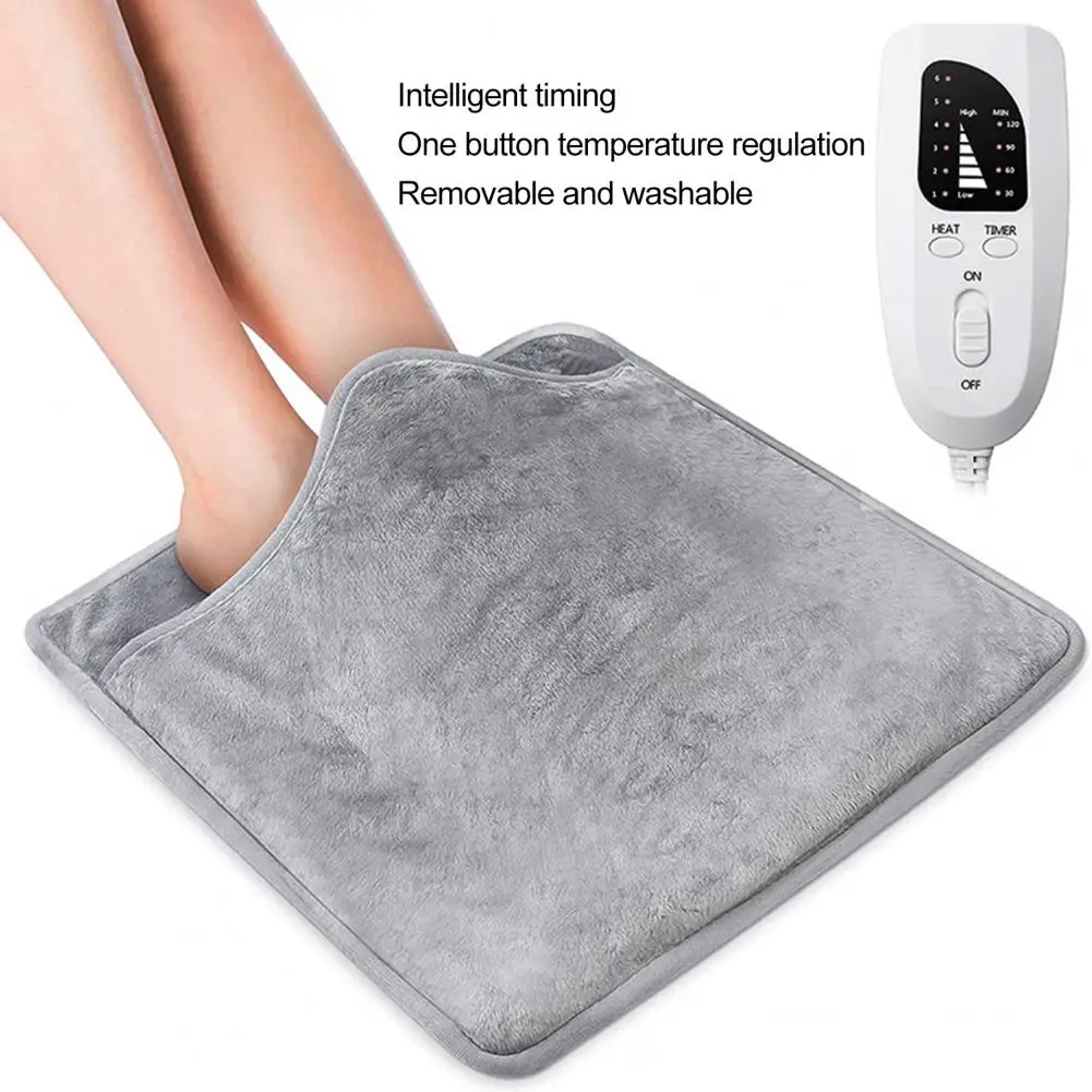 

1 Set Useful Foot Warmer Soft Plush Foot Heater Isolation Electric Heating Shoes Plug-in Heating Pad Fast Heating
