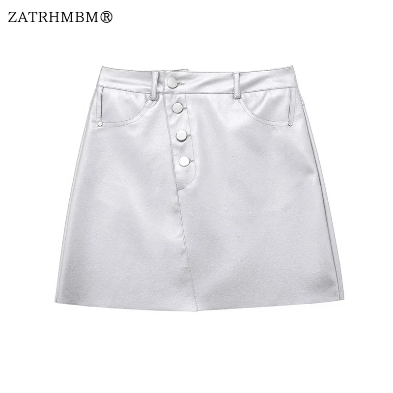 Мини-юбка ZATRHMBM женская из искусственной кожи, модная винтажная мини-юбка на пуговицах, с боковыми карманами, с завышенной талией, 2023 
Мини-юбка ZATRHMBM женская из искусственной кожи, модная винтажная мини-юбка на пуговицах, с боковыми карманами, с завышенной талией, 2023