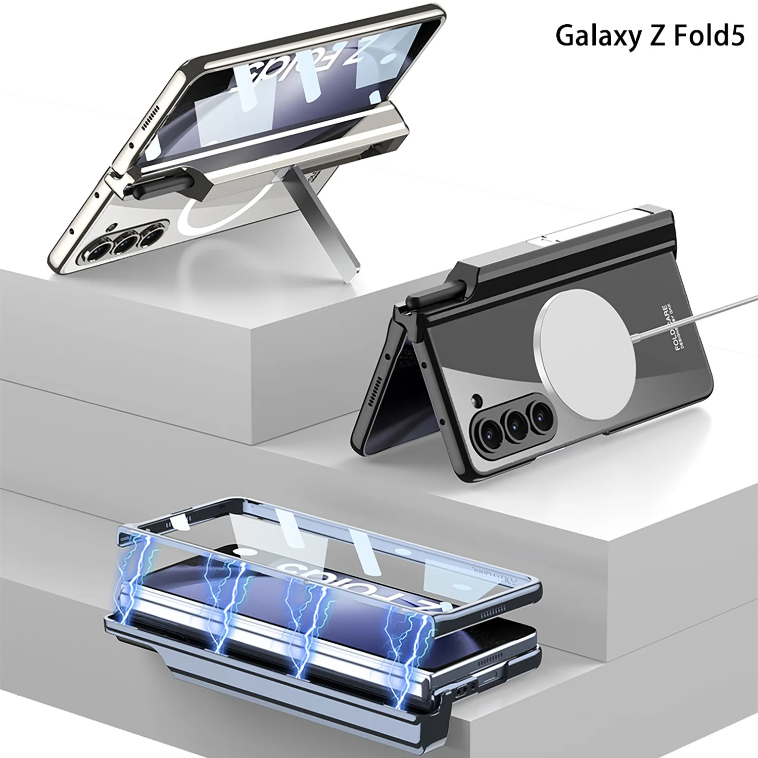 

With Spen Slot Box Holder Case for Samsung Galaxy Z Fold 5 Case F9460 Case Magnetic Wireless Charging(acapacitive pen for free)