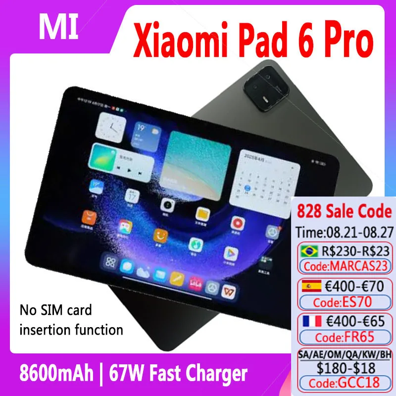 Xiaomi Mi Pad 6 PRO Tablet Snapdragon 8+ 11inch 144Hz 2.8K Display 4 Stereo Speakers 8600mAh 67W Fast Charger Android 13 MIUI14
Xiaomi Mi Pad 6 PRO Tablet Snapdragon 8+ 11inch 144Hz 2.8K Display 4 Stereo Speakers 8600mAh 67W Fast Charger Android 13 MIUI14