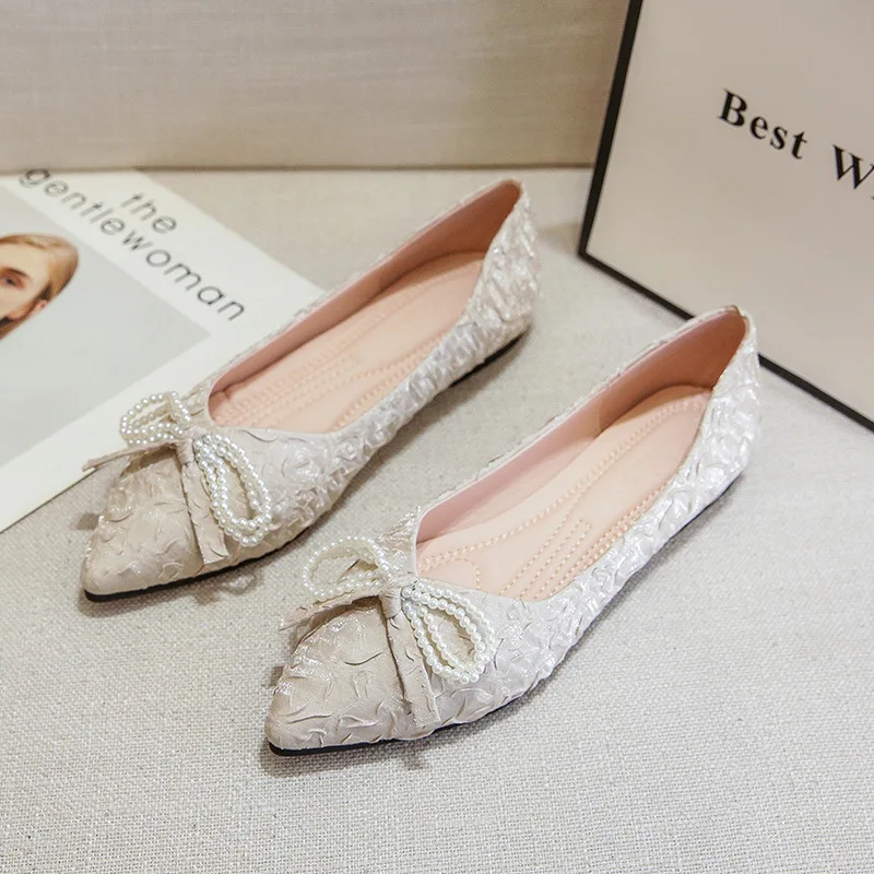 

Luxury Wedding White Shoes Women Ballet Flat Sext Pointed Toe Slip on Shoes for Women Ladies Dress Party Shoes Chaussures Femmes