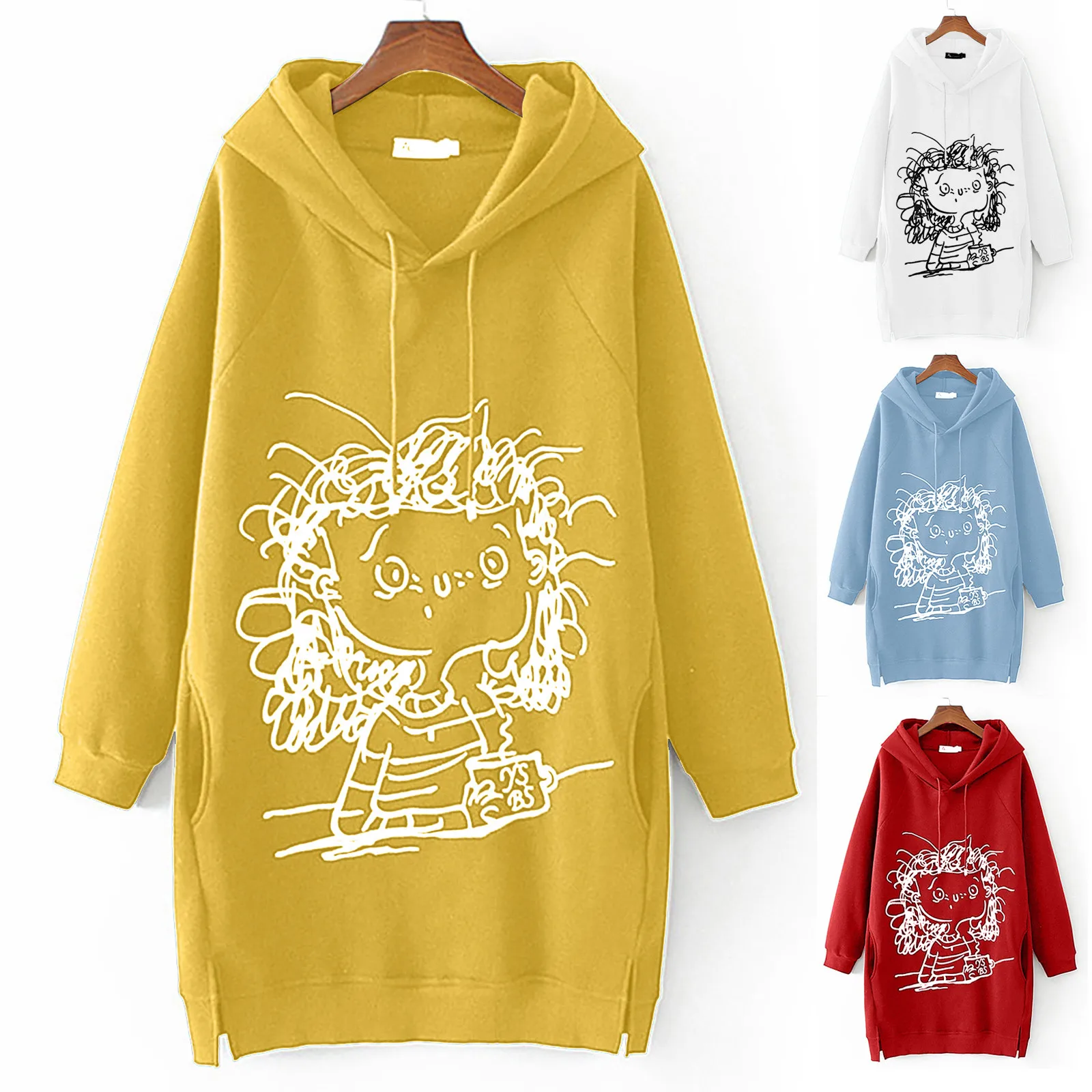 Women Cartoon Girl Print Long Sleeve Splited Hoodie Sweatshirt Pullover Top Women Jackets Cute Workout Hoodie for Women
Women Cartoon Girl Print Long Sleeve Splited Hoodie Sweatshirt Pullover Top Women Jackets Cute Workout Hoodie for Women