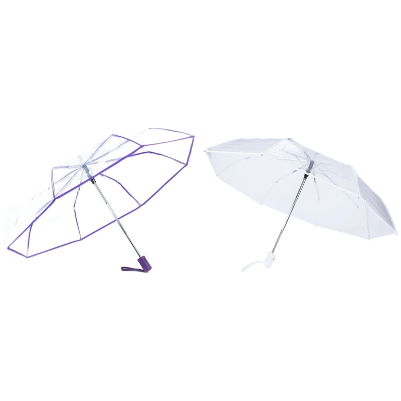 2 Pcs Transparent Umbrella Automatic Umbrella Rain-Transparent+Purple Border & Transparent+White Border
2 Pcs Transparent Umbrella Automatic Umbrella Rain-Transparent+Purple Border & Transparent+White Border