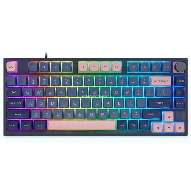 

GK75 Lite Mechanical Keyboard Gasket-like Mount Wired Hot Swappable Programmable Keyboards with Rotary Knob RGB Keypad