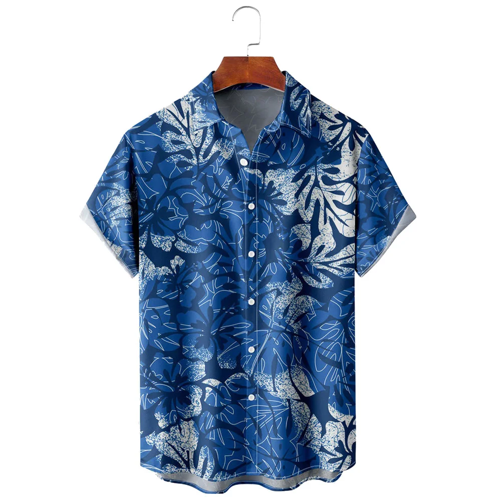

CLOOCL Fashion Men's Shirts Hawaii Bohemia Blue Monstera Leaves 3D Printed Casual Shirt Short Sleeve Beach Shirt Camisas