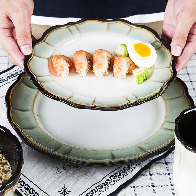 Retro Ceramic Dinner Plate Household Steak Salad Dishes Meal Plate Rice Bowl Dessert Storage Tray Dinnerware Kitchen Tableware
Retro Ceramic Dinner Plate Household Steak Salad Dishes Meal Plate Rice Bowl Dessert Storage Tray Dinnerware Kitchen Tableware