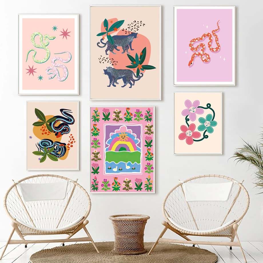 Tiger Leopard Snake Crocodile Sun Smiley Rainbow Flower Wall Art Canvas Painting Nordic Posters Print Pictures Living Room Decor
Tiger Leopard Snake Crocodile Sun Smiley Rainbow Flower Wall Art Canvas Painting Nordic Posters Print Pictures Living Room Decor