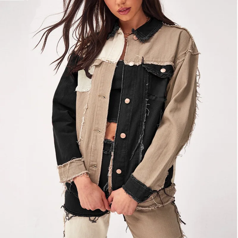 YPLY007 women's denim jacket 2022 autumn and winter women's fashion casual stitching contrast color jacket denim jacket
YPLY007 women's denim jacket 2022 autumn and winter women's fashion casual stitching contrast color jacket denim jacket