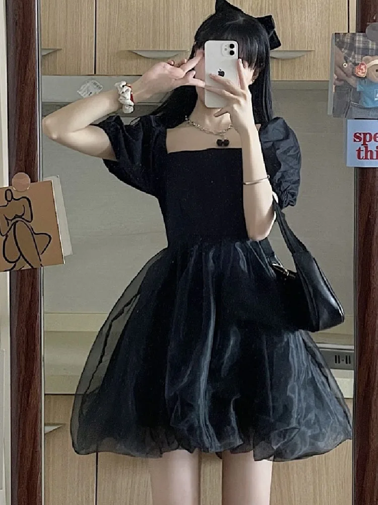 Vintage Harajuku Women Streetwear Mini Dress Summer Japanese Gothic Dark Punk Style Mesh Ball Gown Dress Y2k Party Cute Dresses
Vintage Harajuku Women Streetwear Mini Dress Summer Japanese Gothic Dark Punk Style Mesh Ball Gown Dress Y2k Party Cute Dresses