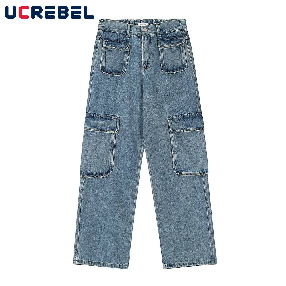 High Street Casual Multi-Pocket Loose Straight-leg Jeans Mens Washed Distressed Wide Leg Denim Pants Men
High Street Casual Multi-Pocket Loose Straight-leg Jeans Mens Washed Distressed Wide Leg Denim Pants Men
