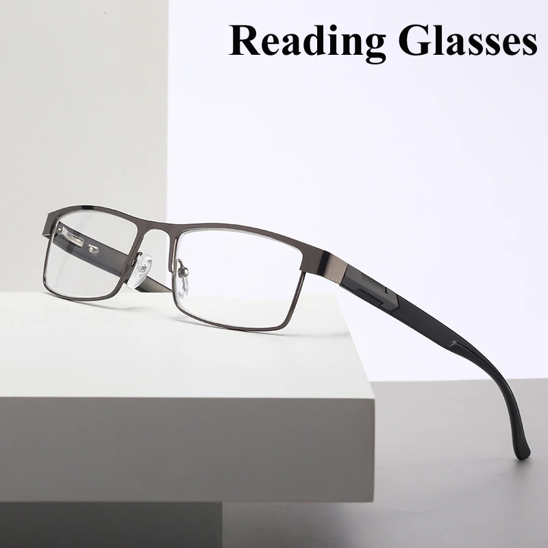 

Men Titanium Alloy Reading Glasses Non Spherical 12 Layer Coated Lenses Business Hyperopia Eyeglasses +1.0 To +4.0 Eyewear