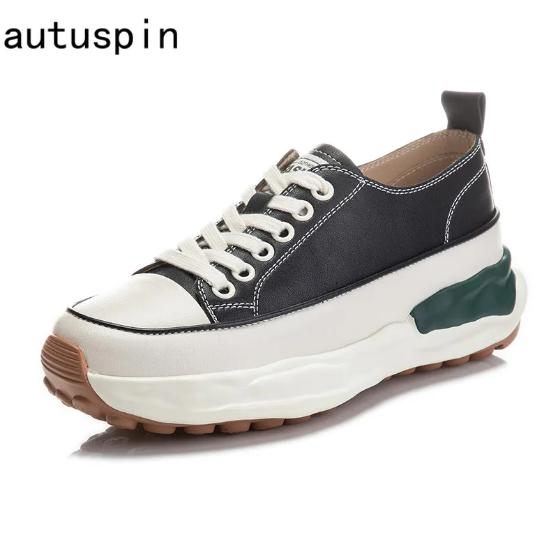 Autuspin New Flats Platform Vulcanized Shoes Women Fashion Genuine Leather Causal Lace Up Sneakers Female 2022 Spring Popular
Autuspin New Flats Platform Vulcanized Shoes Women Fashion Genuine Leather Causal Lace Up Sneakers Female 2022 Spring Popular
