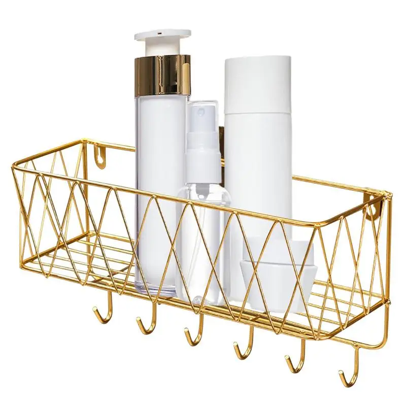 Bathroom Floating Shelves Metal Wall Mounted Basket Wall Organizer With Hook Rust-Resistant Decor Effect Fine Polishing Easy To
Bathroom Floating Shelves Metal Wall Mounted Basket Wall Organizer With Hook Rust-Resistant Decor Effect Fine Polishing Easy To