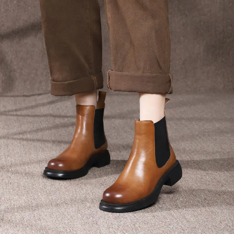 Patchwork Round Head Mid-Calf High Boots Women Fall/Winter Fashion Flats Square Heels Shoes Genuine Leather Zapatillas Mujer
Patchwork Round Head Mid-Calf High Boots Women Fall/Winter Fashion Flats Square Heels Shoes Genuine Leather Zapatillas Mujer