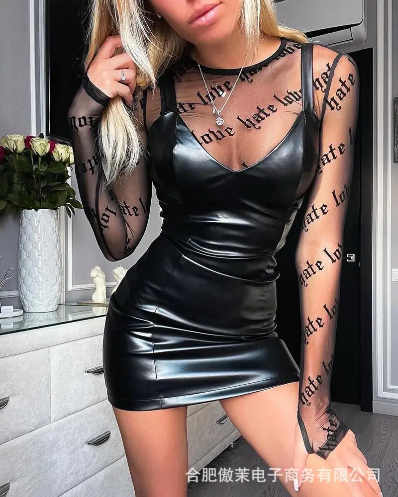 Women's Mini Dress Sleeveless Sexy Black Dress Suspender Leather Party Dresses Without Tops
Women's Mini Dress Sleeveless Sexy Black Dress Suspender Leather Party Dresses Without Tops