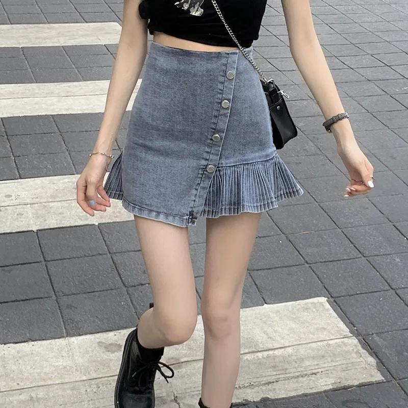 Women Summer Outfits 2022 Denim Skirt Ruffle Y2k Sexy Casual Elastic High Waist Skirt Jeans Short Mini Women Denim Skirt Pleated
Women Summer Outfits 2022 Denim Skirt Ruffle Y2k Sexy Casual Elastic High Waist Skirt Jeans Short Mini Women Denim Skirt Pleated