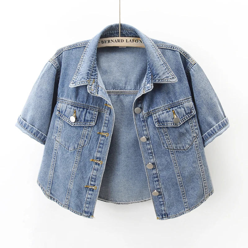 Vintage Blue Denim Jacket Women Spring Summer Thin Slim Short Cowboy Outerwear Korean Pocket Short Sleeve Jeans Jacket Female
Vintage Blue Denim Jacket Women Spring Summer Thin Slim Short Cowboy Outerwear Korean Pocket Short Sleeve Jeans Jacket Female