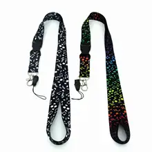 10pcs Musical Note Key Chain Lanyard Badge Mobile Phone Neck Straps ID Holders Accessories KeyChains Charm Detachable Buckle