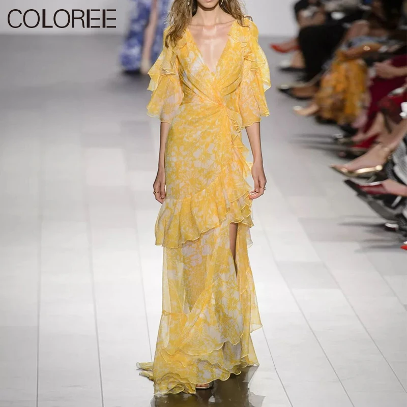 Vacation Bohemian Yellow Floral Printed Long Dresses for Women 2022 Summer Elegant Ruffles V-neck Maxi Dress Chiffon Vestidos
Vacation Bohemian Yellow Floral Printed Long Dresses for Women 2022 Summer Elegant Ruffles V-neck Maxi Dress Chiffon Vestidos