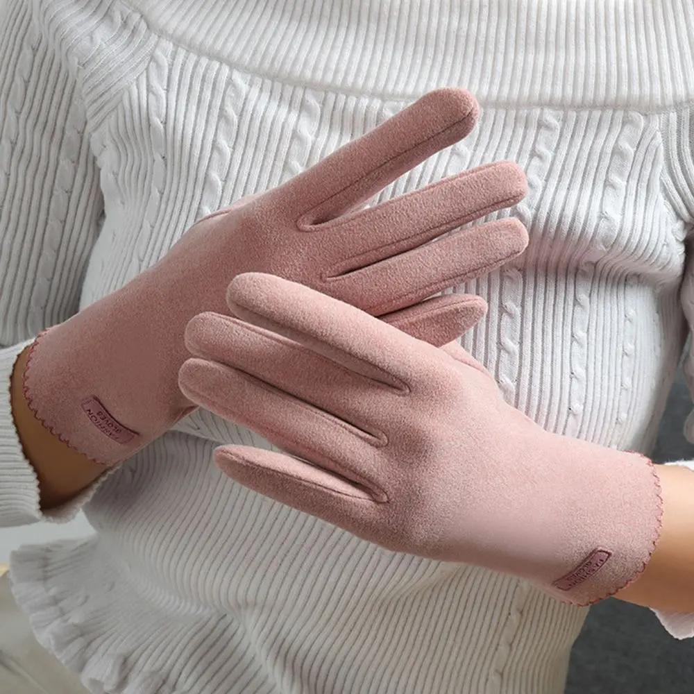 

Зимние защитные однотонные Флисовые женские перчатки для сенсорного экрана для активного отдыха и велоспорта, теплые перчатки, варежки в Корейском стиле